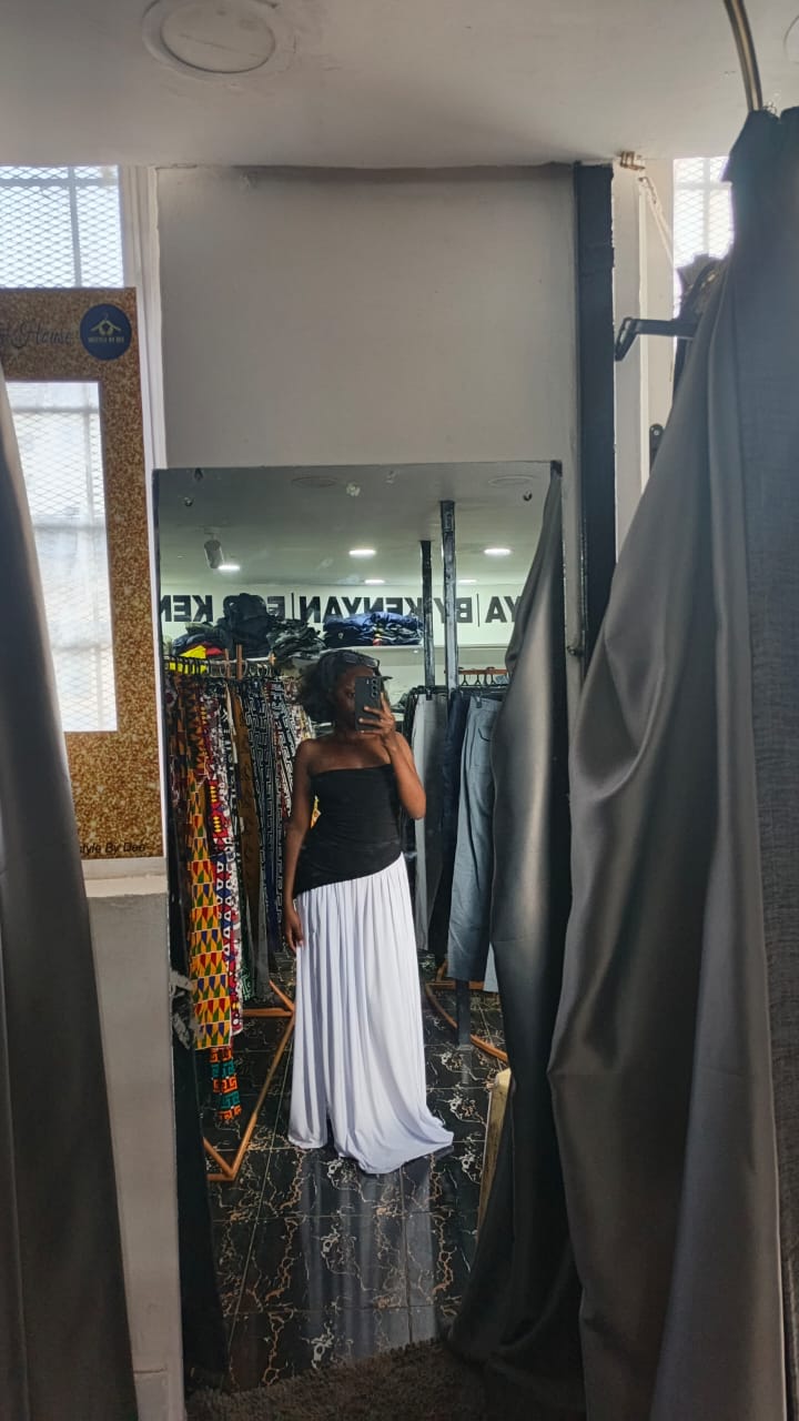 Black and White Asymmetric Azaria Dress